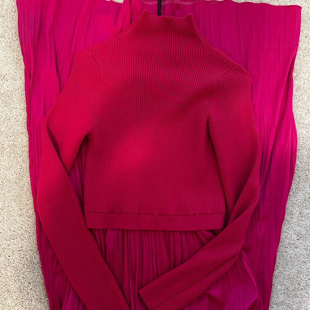 Anthropologie Hot Pink Winter Maxi Dress